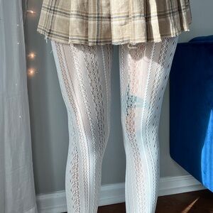 white eyelet lace tights